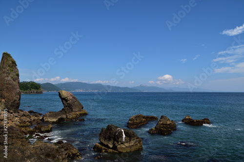 Landscape with ocean and rocks in Hokkaido, Japan