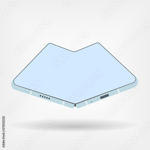 Foldable smartphone in blue color style. Vector illustration