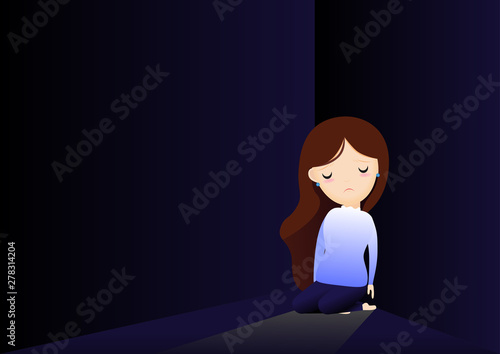 Sad woman think about suicide.