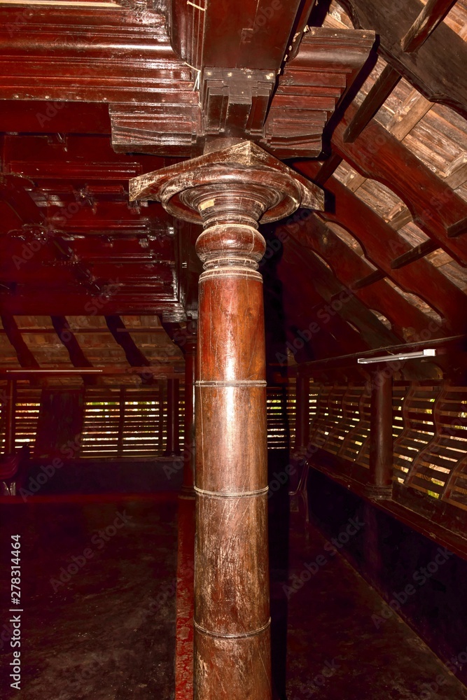 An old Kerala Home with incredible woodwork and finishing Stock Photo