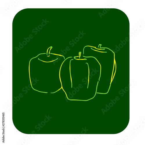 vector green apple with isolated , line