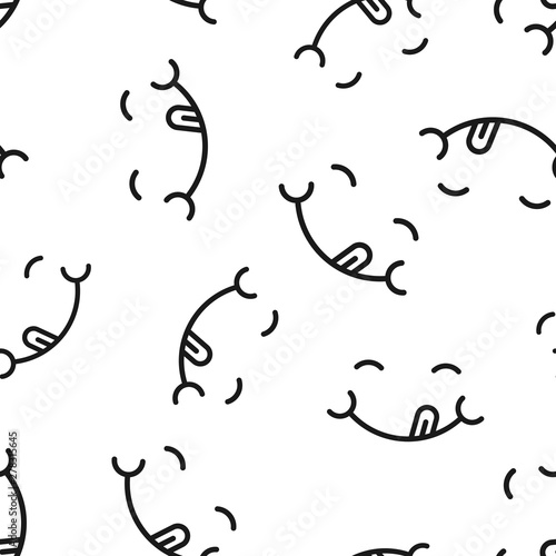 Smile face icon seamless pattern background. Tongue emoticon vector illustration on white isolated background. Funny character business concept.
