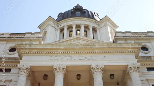 Low angle, South Dakota State Capitol entrance