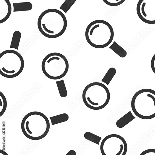 Loupe sign icon seamless pattern background. Magnifier vector illustration on white isolated background. Search business concept.