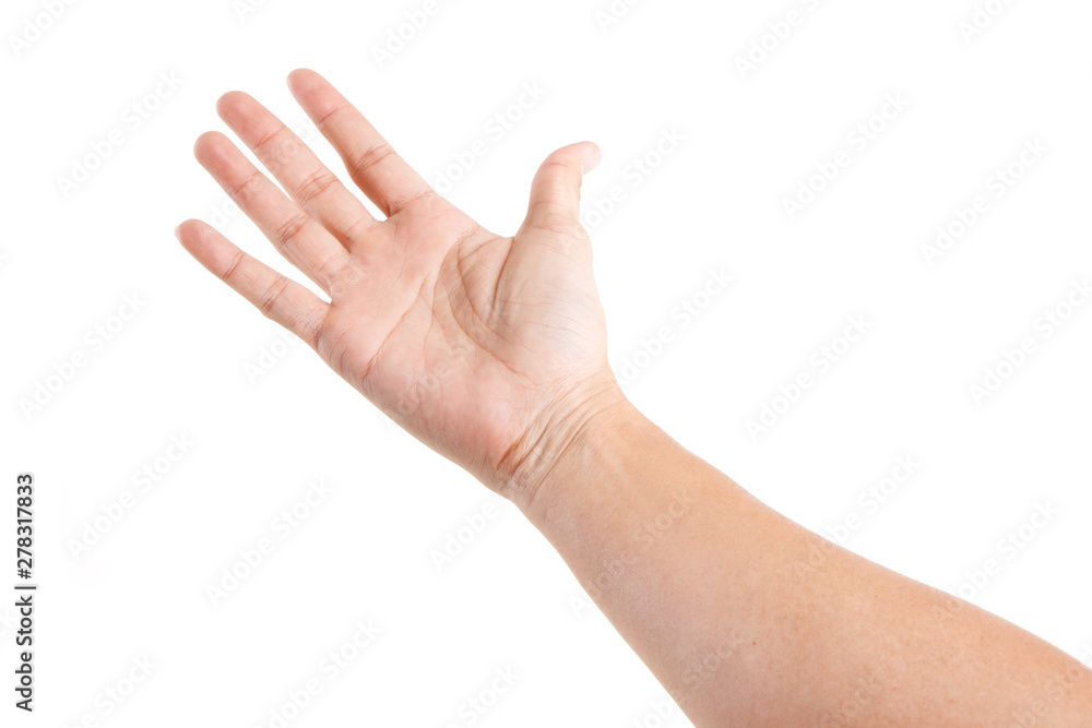 Male asian hand gestures isolated over the white background. TOUCHING POSE. FIRST PERSON VIEW. Male asian hand gestures isolated over the white background. TOUCHING POSE. FIRST PERSON VIEW.