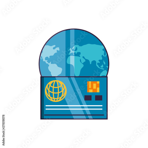 world planet earth with credit card