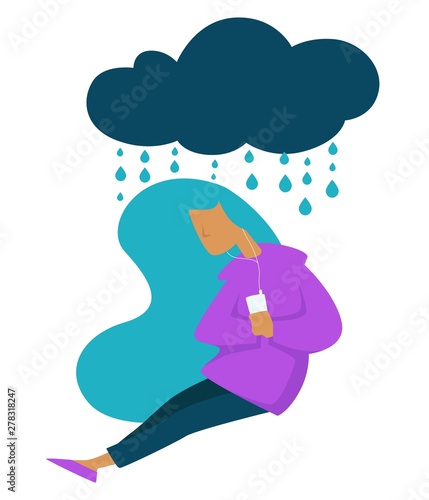 Depression teen stress sad mood girl listening to music