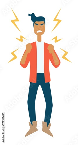 Angry teen isolated male character puberty and aggression