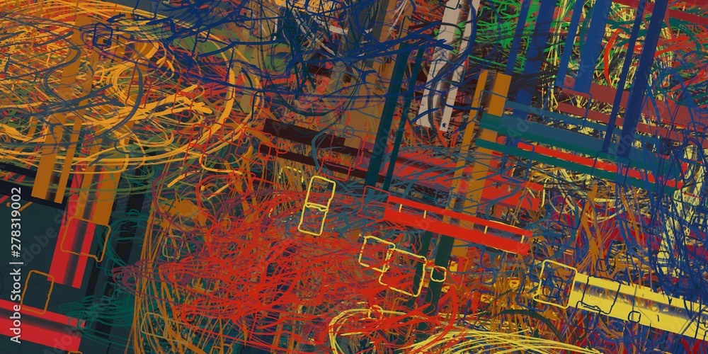 Obraz premium Handmade surreal abstract pattern. Modern artistic canvas. 2d illustration. Texture backdrop painting. Creative chaos structure element.