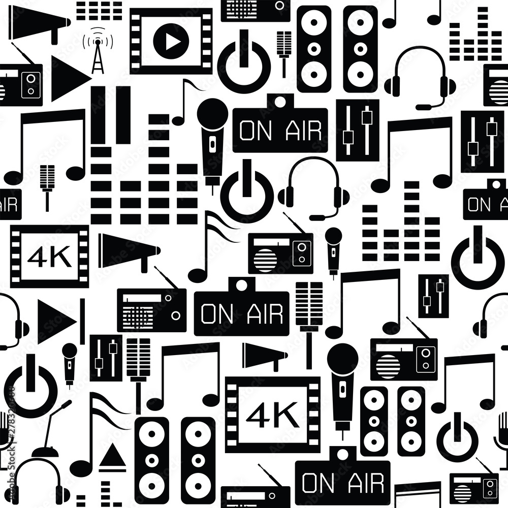 audio seamless pattern background icon. audio seamless pattern background icon.
