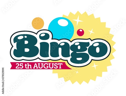 Casino club bingo game isolated icon with lettering