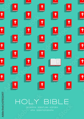 Holy Bible book 3D isometric pattern, Christian faithful concept poster and banner vertical design illustration isolated on green background with copy space, vector eps 10