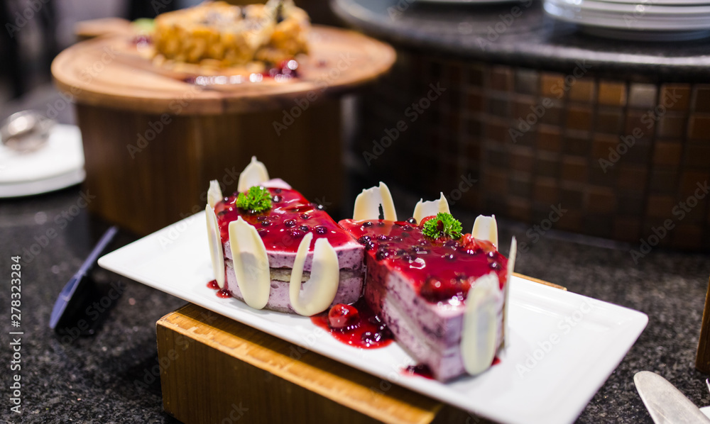 Blueberry layer cake with blueberry jam topping Blueberry layer cake with blueberry jam topping