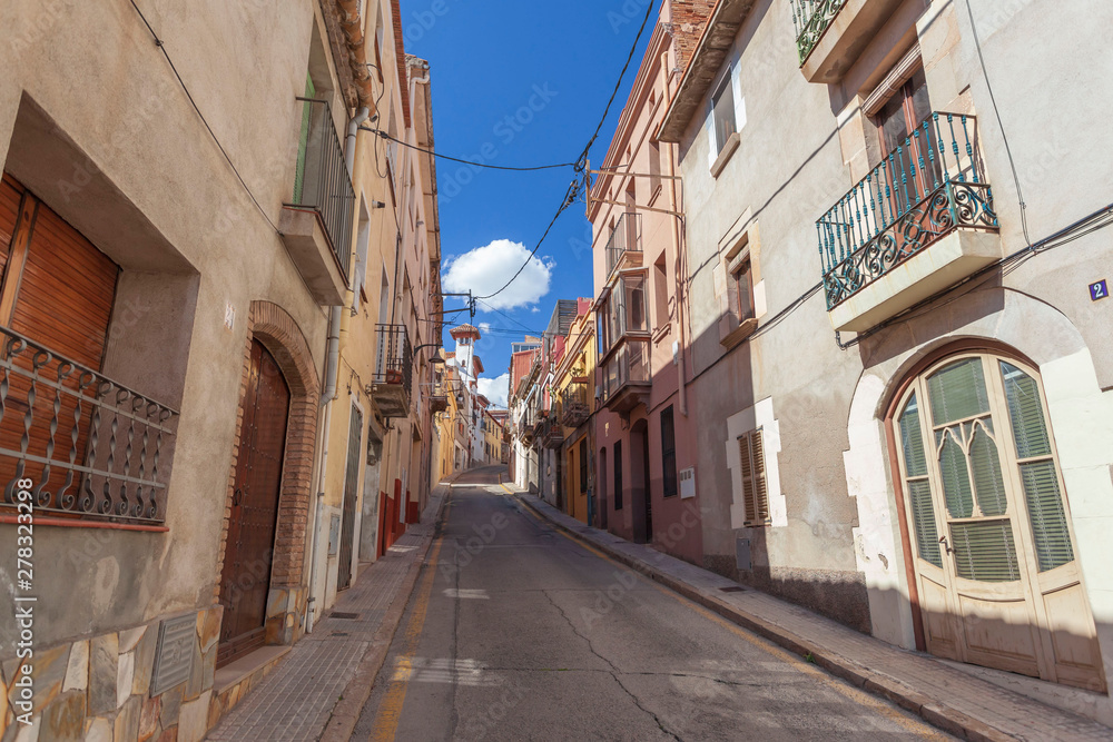 Street village view. El Papiol, Catalonia, Spain.