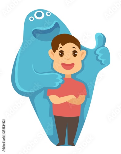 Boy and monster imaginary friend childhood overcoming fear