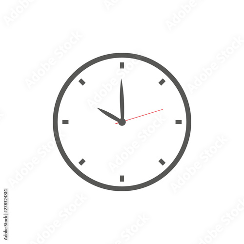 Clock icon thin line for web and mobile, modern minimalistic flat design. Vector dark grey icon on light grey background.