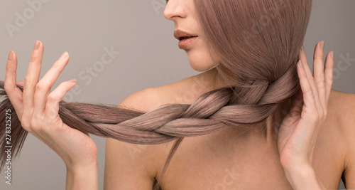 Strong and healthy long purple hair.