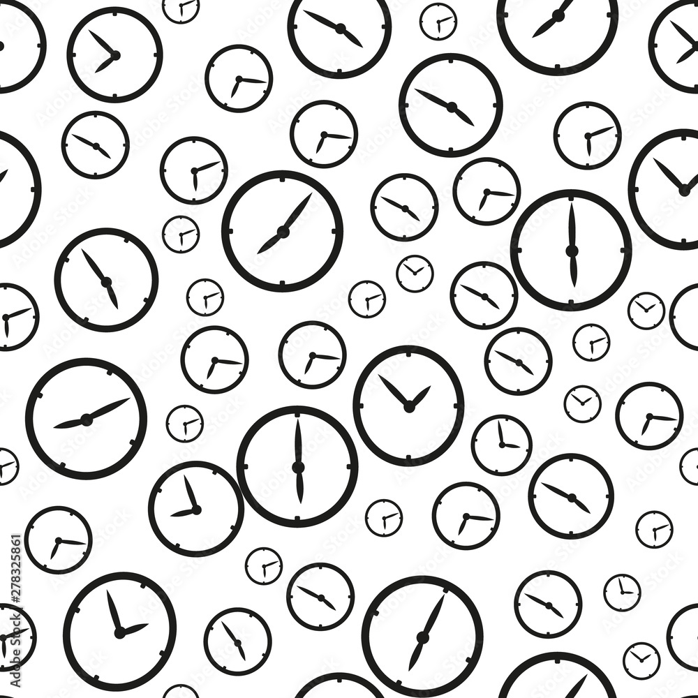Clock timer seamless pattern background. Business flat vector ...