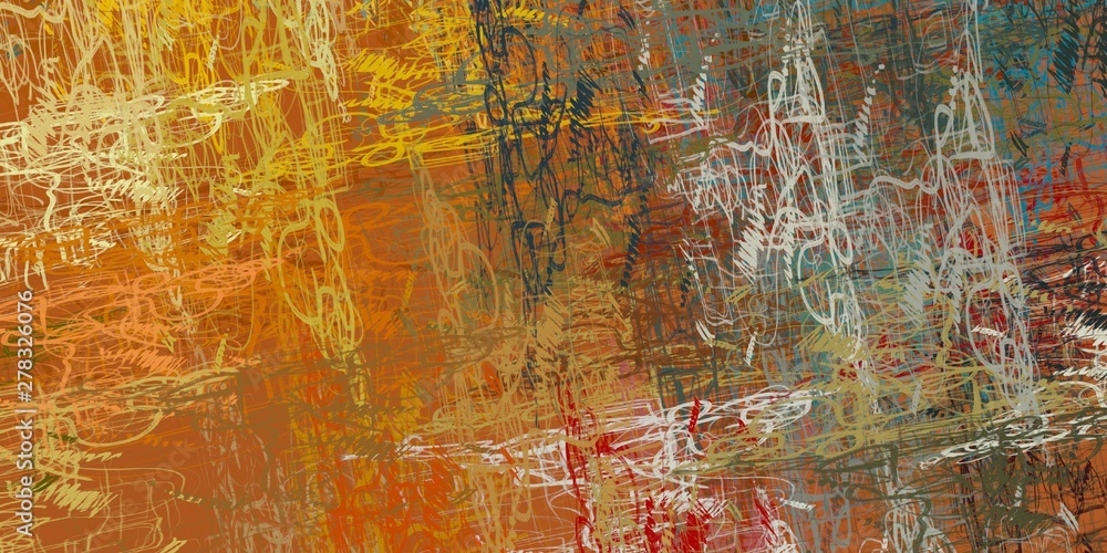 Fototapeta premium Canvas painting. Colorful background texture. 2d illustration. Texture backdrop. Creative chaos structure element.