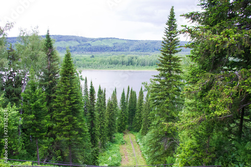 lake in the forest. Natural beauty. Taiga Siberia in Russia.