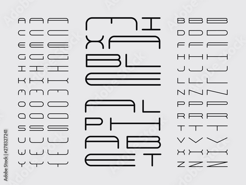 Mix font. Vector alphabet 
