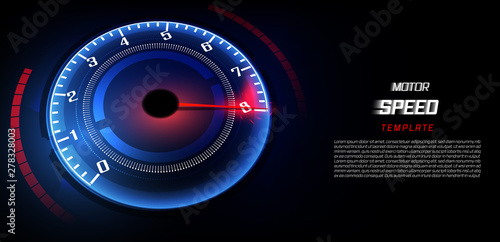 Banner Speed motion background with fast speedometer car. Racing velocity background.