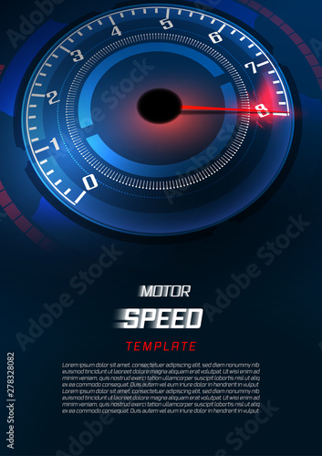 Banner Speed motion background with fast speedometer car. Racing velocity background. size A4 template