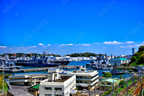 Scenery of military port in Yokosuka, Japan.