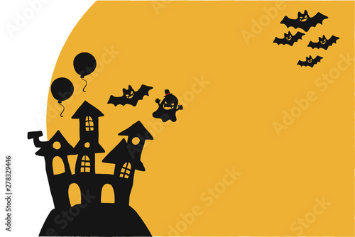ハロウィン　フレーム　イラスト　横長