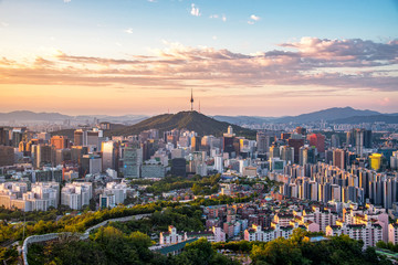 Fototapete Seoul Innenstadt Seouls mit moderner Skyline  © Atakorn