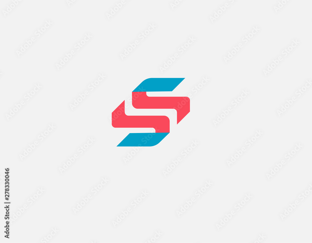 Creative Abstract geometric bright logo icon letter S and ribbon for company Creative Abstract geometric bright logo icon letter S and ribbon for company