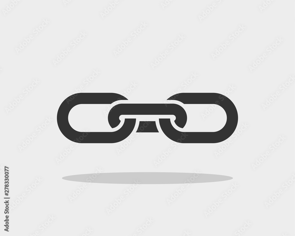 Chain link vector icon. Chainlet element flat design. Concept connection symbol isolated on white background. Chain link vector icon. Chainlet element flat design. Concept connection symbol isolated on white background.