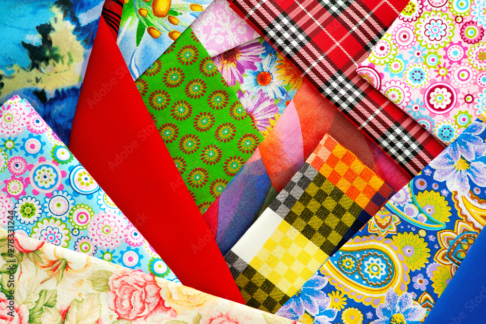 Collection of Fashionable Bright Fabrics in Close-up. Samples of Different  Natural Fabrics for Sewing a Fashion Collection of Stock Image - Image of  colored, manual: 206437541