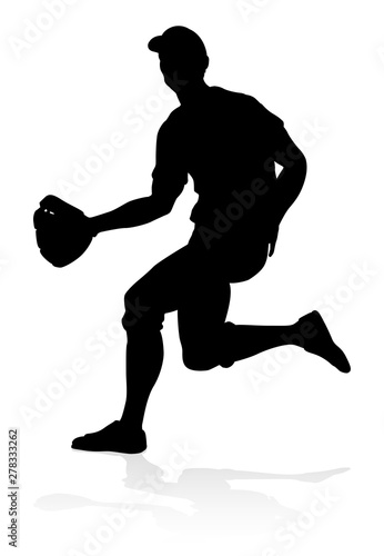 Baseball player in sports pose detailed silhouette