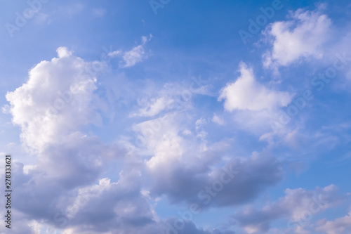 White clouds on the blue sky cumulus, abstract shapes