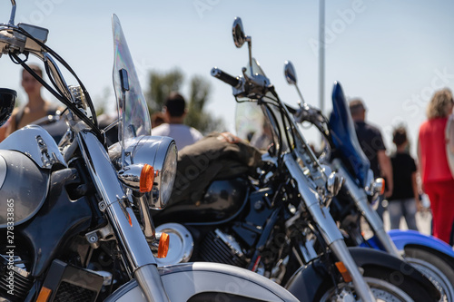 Exhibition of motorcycles in open air