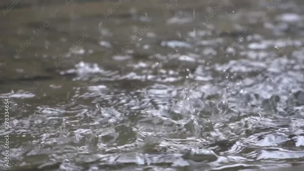 Rain on the surface with ripple effects on the liquid surface and top view Rain on the surface with ripple effects on the liquid surface and top view