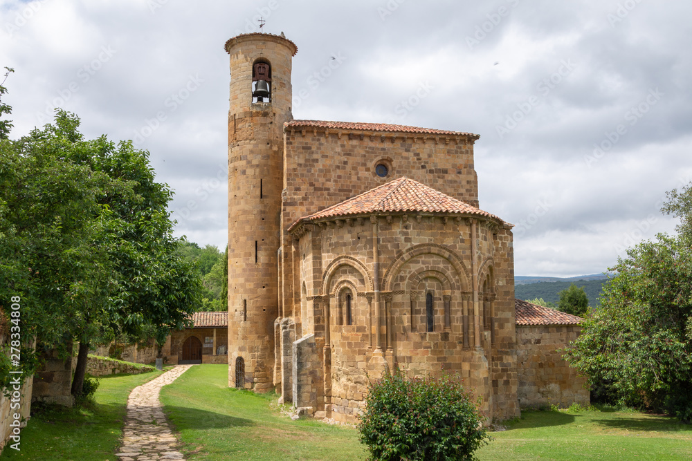Horizontal view of the entrance to the Collegiate Church of San Martin de Elines in Cantabria, Spain, Europe Horizontal view of the entrance to the Collegiate Church of San Martin de Elines in Cantabria, Spain, Europe