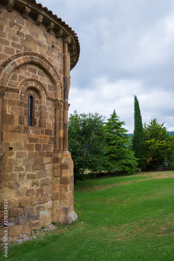 Detail of the Collegiate Church of San Martin de Elines of the twelfth century in Cantabria, Spain, Europe