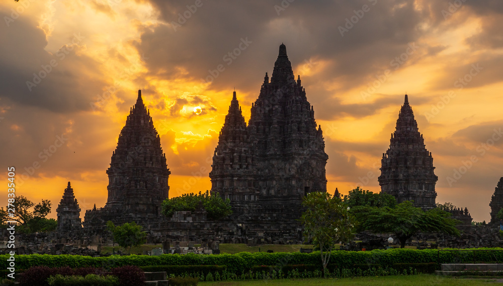 Prambanan temple at sunset time,Java island,Indonesia