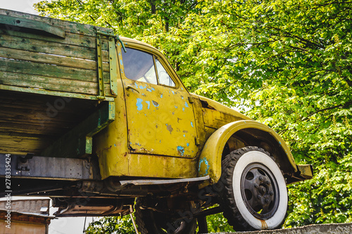 monument truck in Ukraine, Fastov. Close-up photo