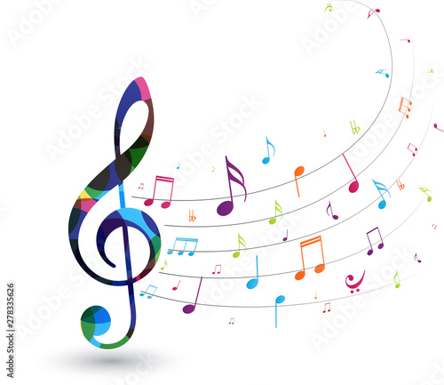 Colorful Music notes , isolated on white background