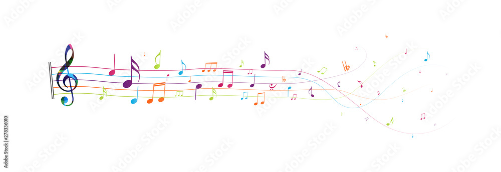 Colorful Music notes , isolated on white background
