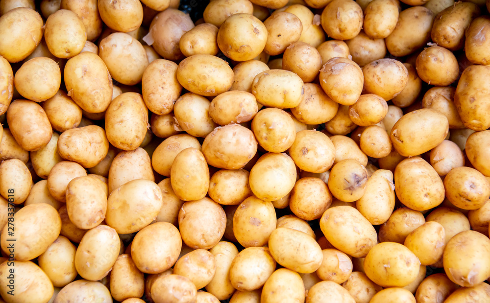 Potatoes at the market display Potatoes at the market display
