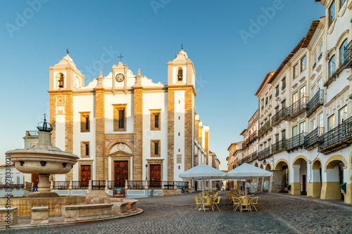 Giraldo Square and Antao Church in Evora, Portugal photo