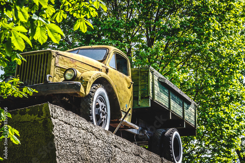 monument truck in Ukraine, Fastov. Close-up photo