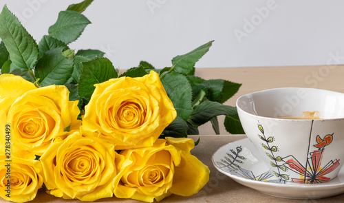 Yellow. Roses. Nature. Color. Aromatic. Coffee