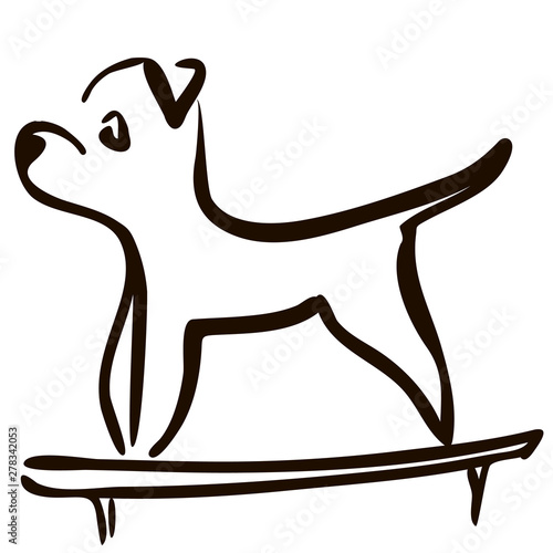 Dog on examination table. Cute dog head line art drawing Vector cartoon illustration. Pets health care background. Domestic animals treatment concept. photo