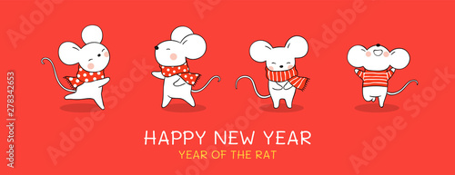 Draw banner rat for Christmas day and New year.