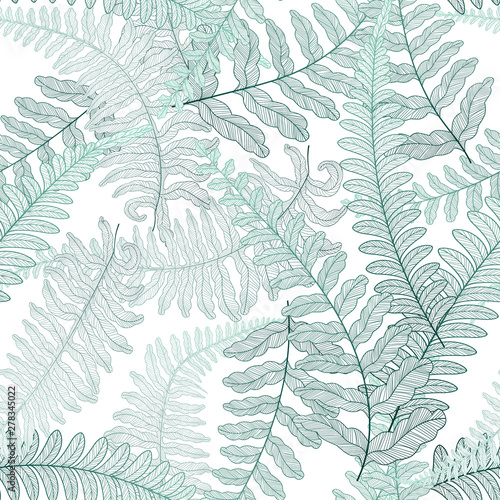 Seamless pattern with fern leaves. Vector illustration. EPS 10.